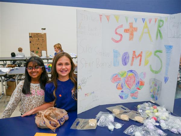 Students participating in Market Day. 